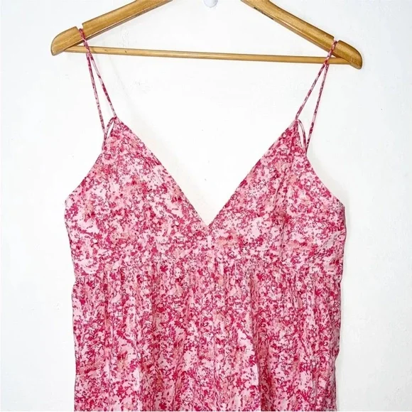ZARA WOMENS FLORAL SUMMER V NECK BACKLESS DRESS IN PINK SIZE: LARGE 100% COTTON - Picture 6 of 13